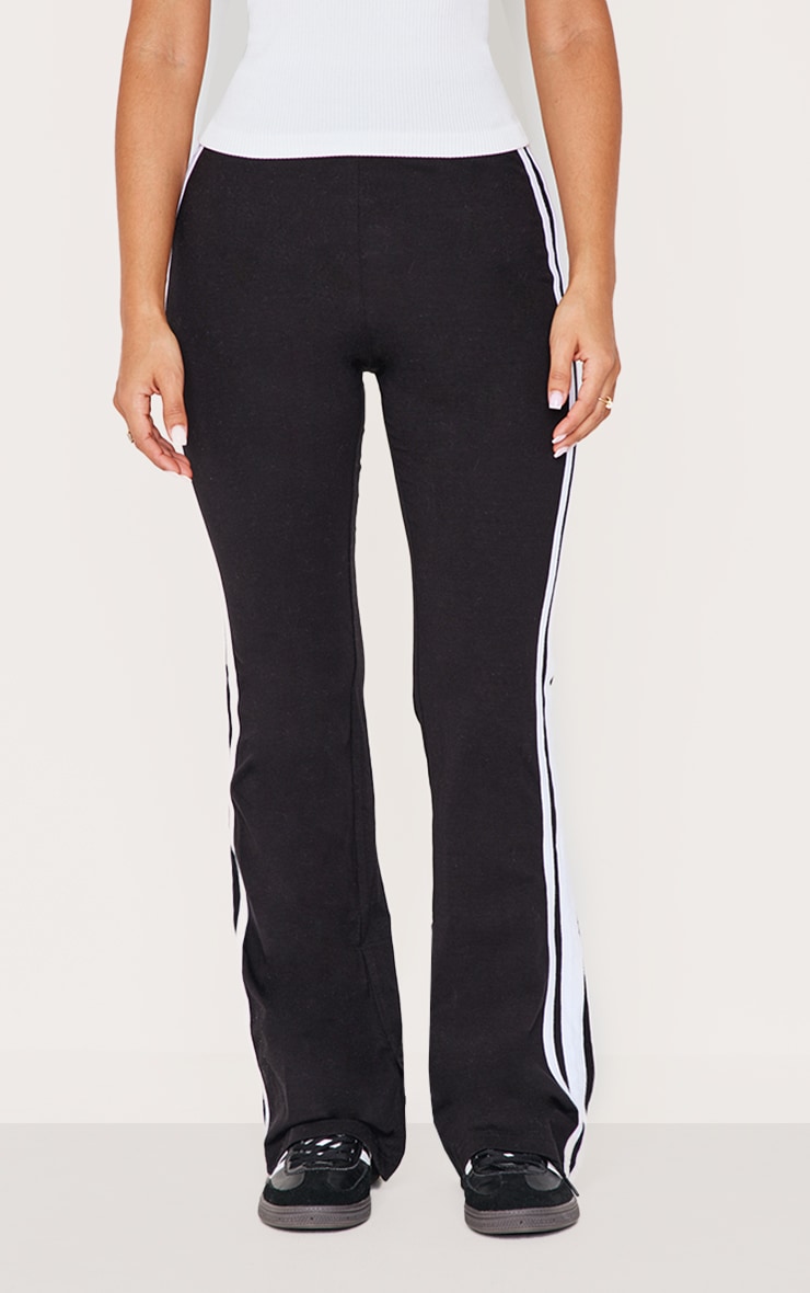 Petite Black Jersey Slim Fit Stripe Detail Flared Trousers 4 Petite Black Jersey Slim Fit Stripe Detail Flared Trousers