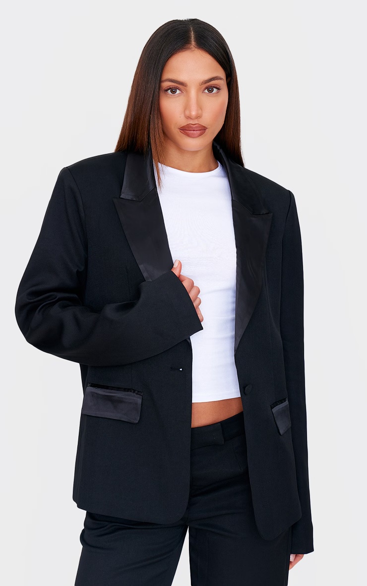 Tall Black Tuxedo Oversized Blazer