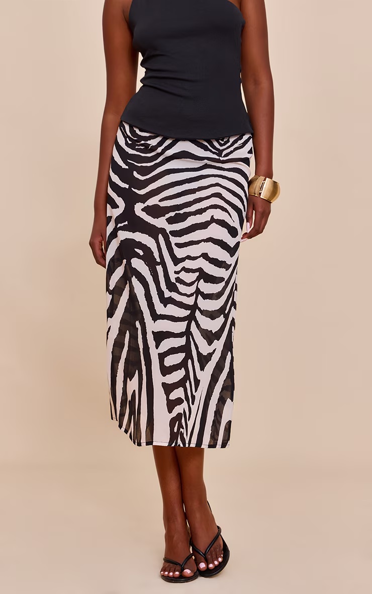 Zebra Print Sheer Chiffon Midaxi Skirt 2 Zebra Print Sheer Chiffon Midaxi Skirt