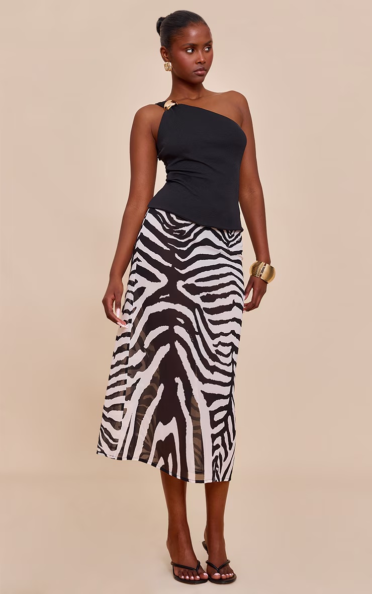 Zebra Print Sheer Chiffon Midaxi Skirt 4 Zebra Print Sheer Chiffon Midaxi Skirt