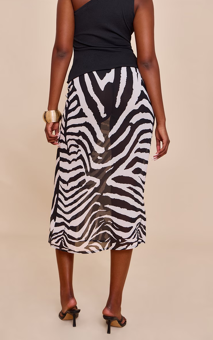 Zebra Print Sheer Chiffon Midaxi Skirt 6 Zebra Print Sheer Chiffon Midaxi Skirt