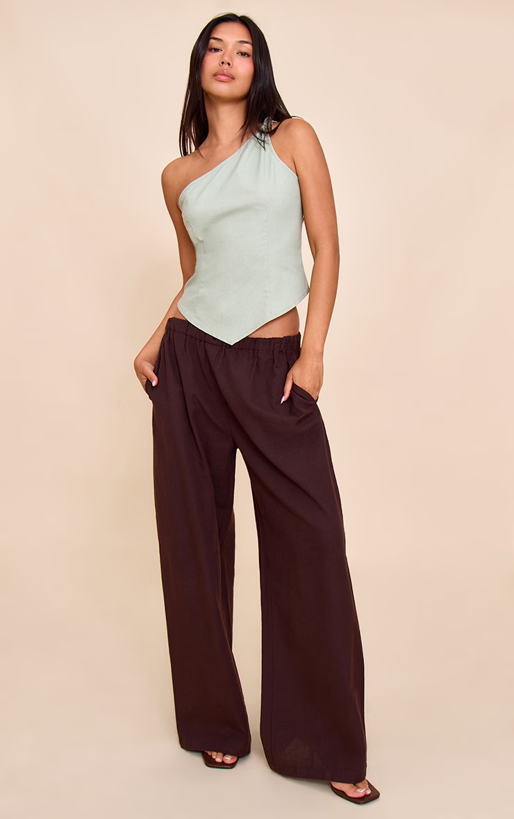 Sage Linen Look Neck Detail Long Top 6 Sage Linen Look Neck Detail Long Top