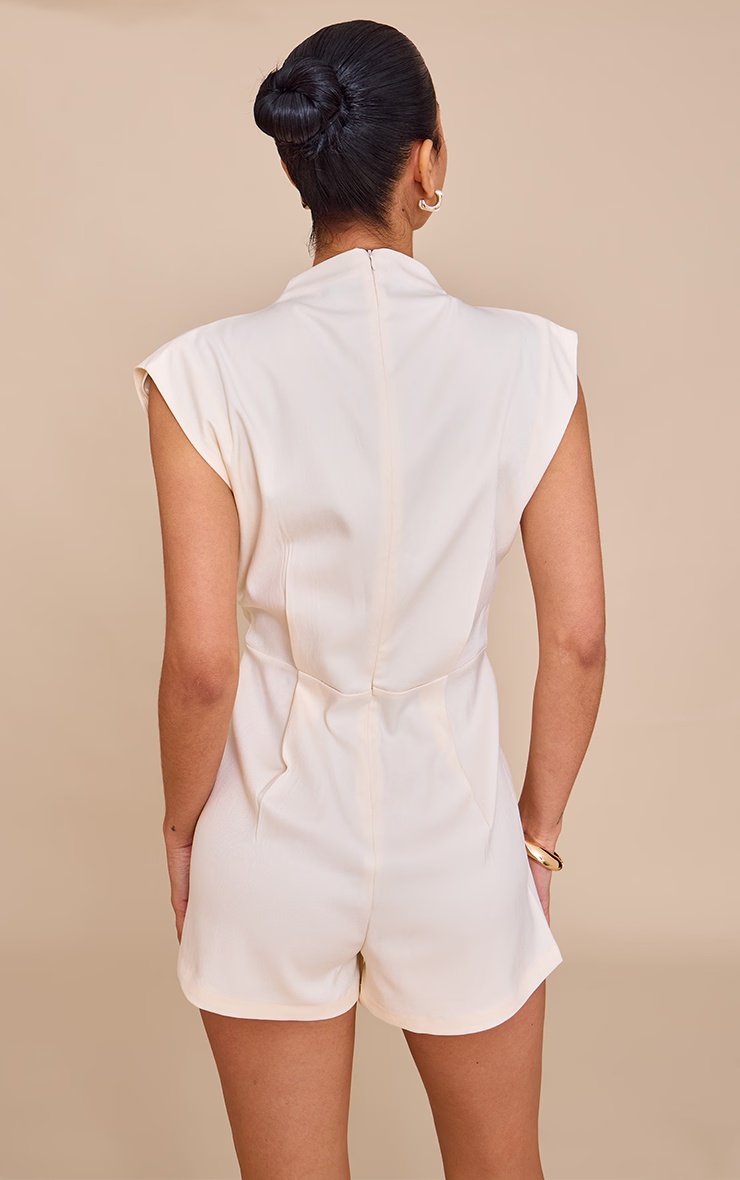 Almond Woven Bagged Over Boat Neck Playsuit 5 Almond Woven Bagged Over Boat Neck Playsuit