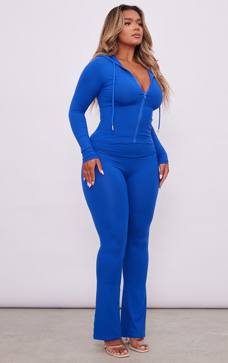 Shape Blue Soft Sculpted Foldover Waist Flare Trousers 4 Shape Blue Soft Sculpted Foldover Waist Flare Trousers