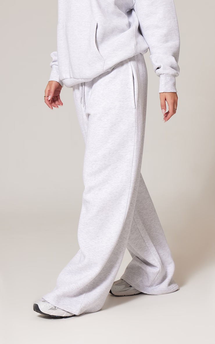 PRETTYLITTLETHING Ash Grey Printed Back Pocket Wide Leg Joggers 2 PRETTYLITTLETHING Ash Grey Printed Back Pocket Wide Leg Joggers