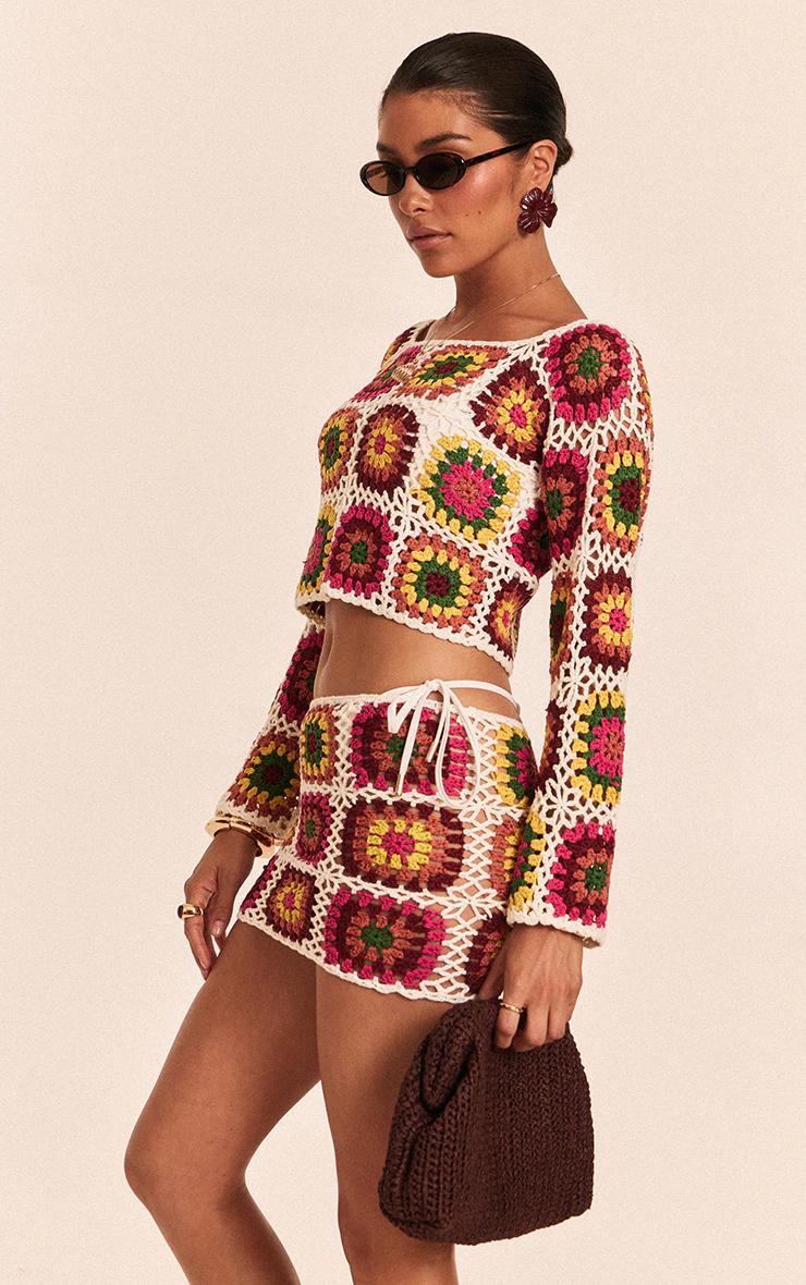 Petite Multi Crochet Knit Long Sleeve Top 4 Petite Multi Crochet Knit Long Sleeve Top