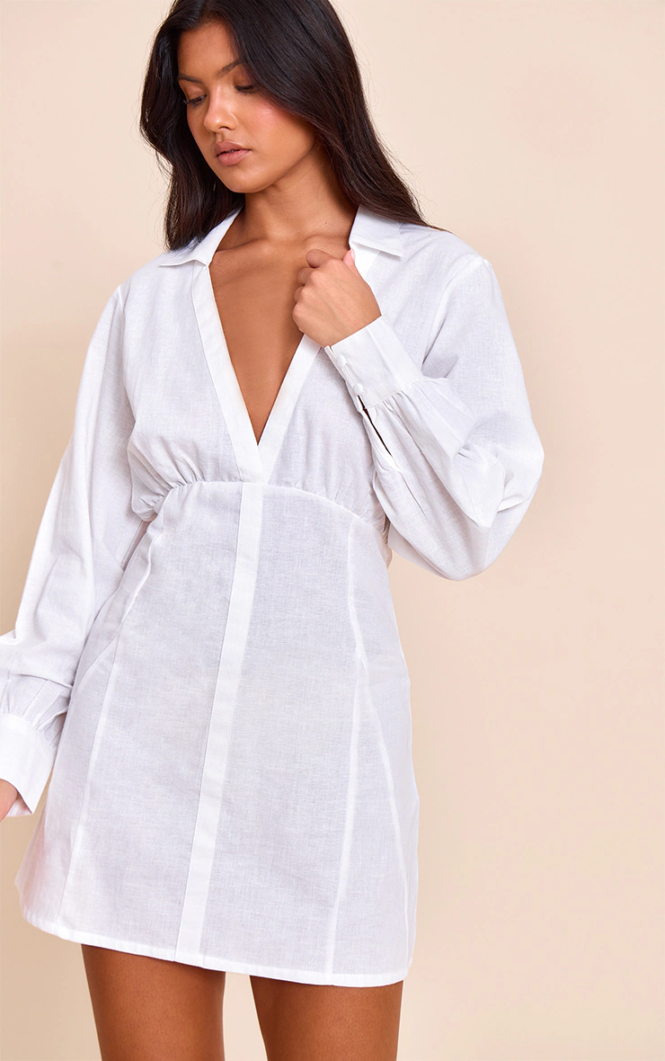 White Plunge Shirt Dress 1 White Plunge Shirt Dress