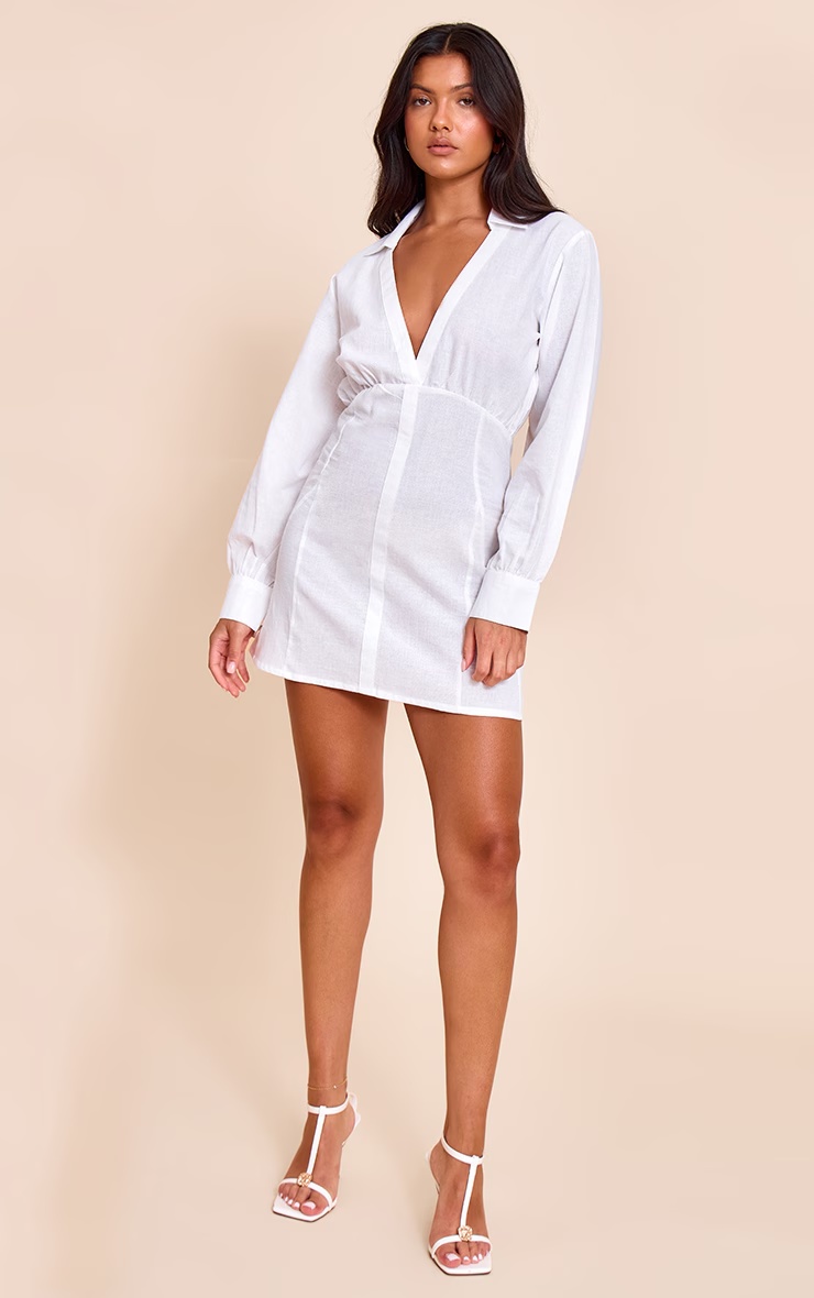 White Plunge Shirt Dress 3 White Plunge Shirt Dress