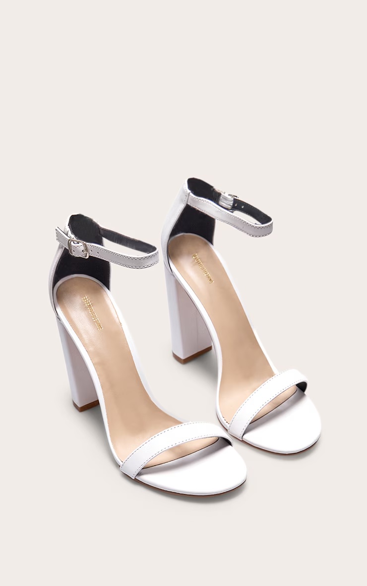 White May Blocked Heeled Sandal 2 White May Blocked Heeled Sandal