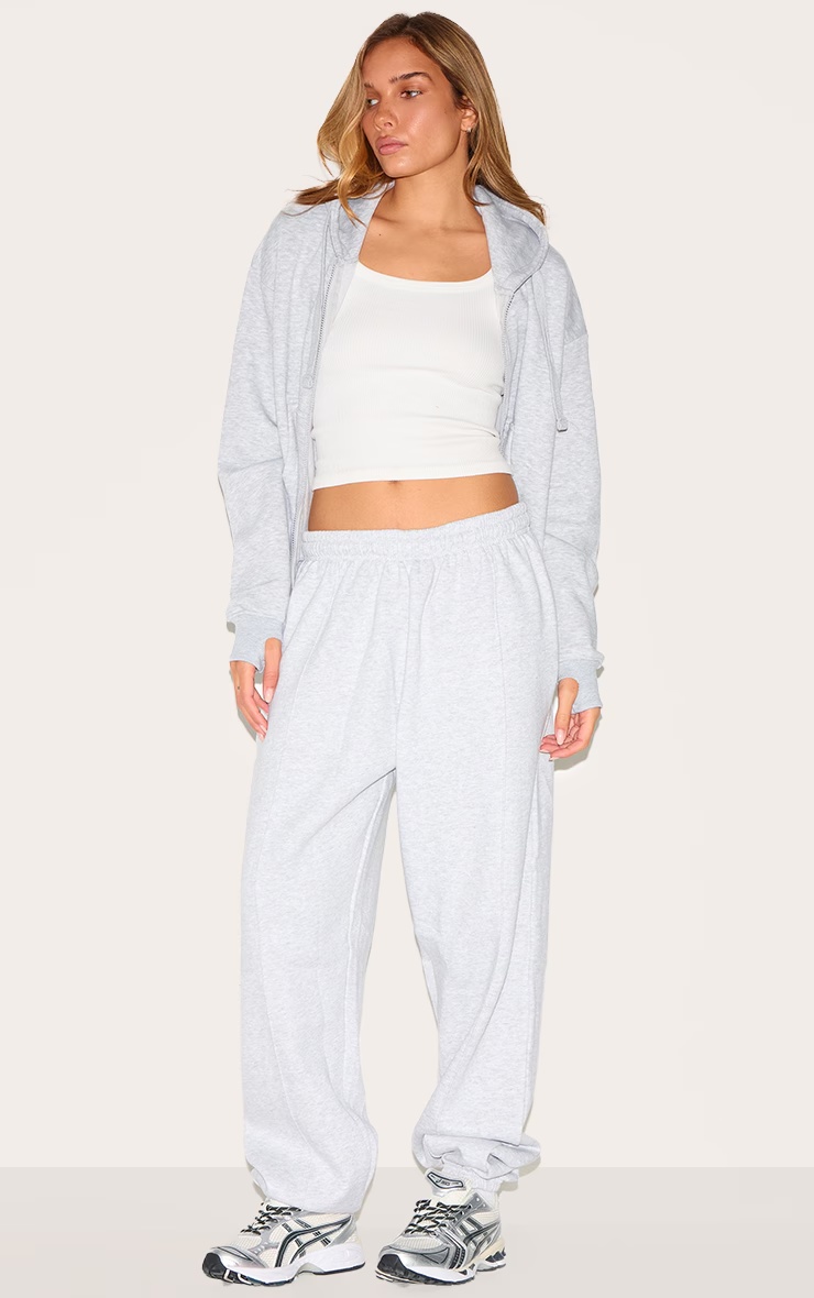 Ash Grey Pintuck Detail Oversized Joggers 1 Ash Grey Pintuck Detail Oversized Joggers