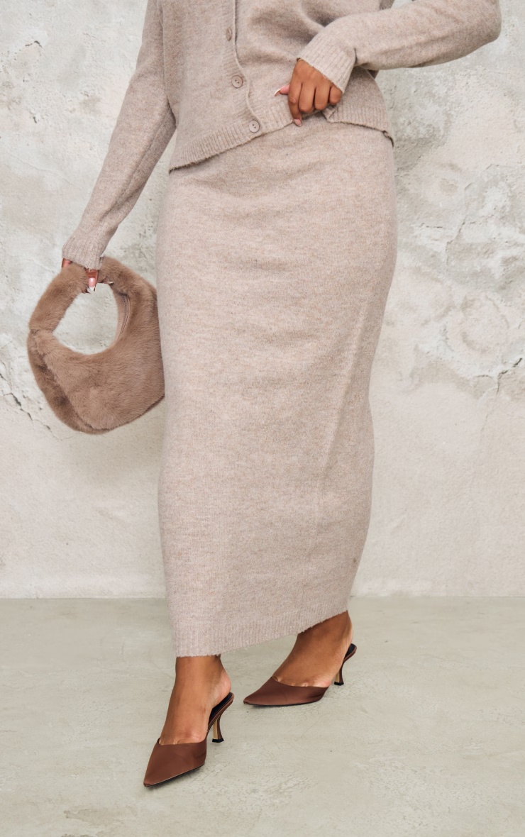 Plus Taupe Melange Soft Knit Maxi Skirt 2 Plus Taupe Melange Soft Knit Maxi Skirt