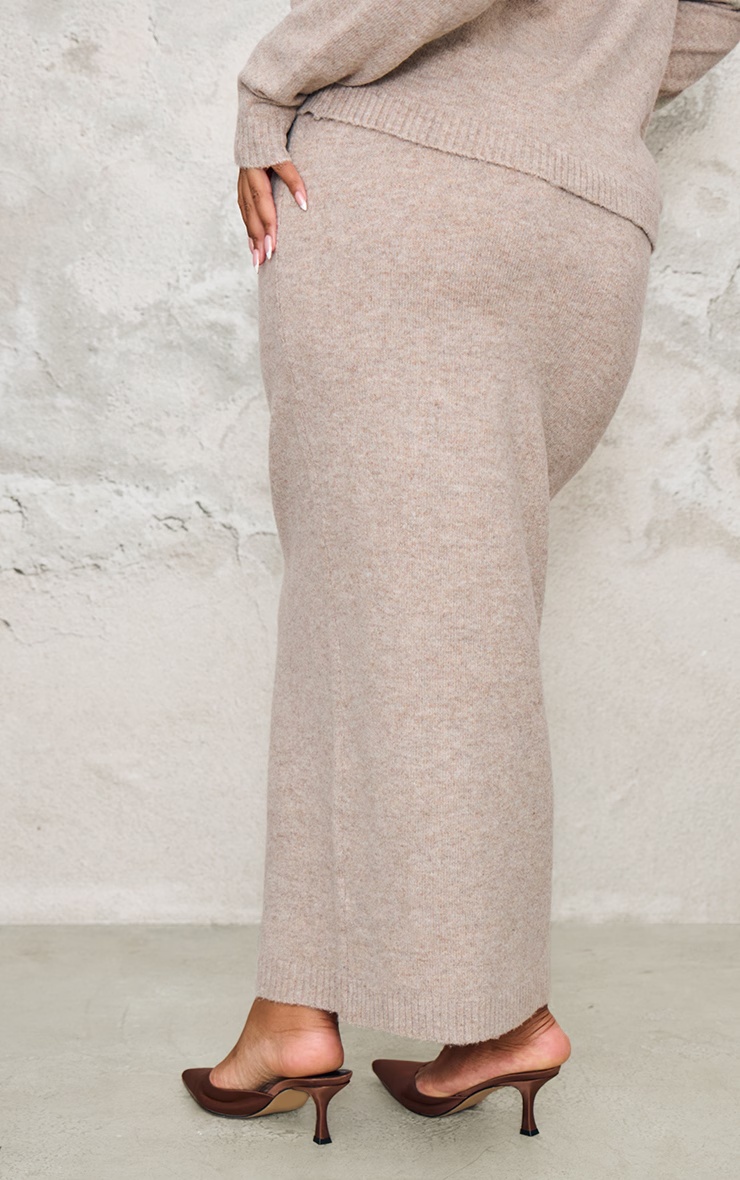 Plus Taupe Melange Soft Knit Maxi Skirt 3 Plus Taupe Melange Soft Knit Maxi Skirt