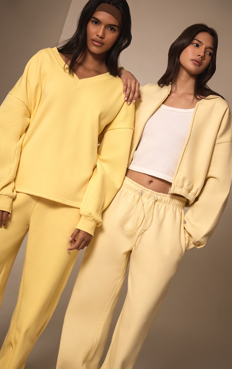 Butter Yellow Oversized V Neck Sweatshirt 6 Butter Yellow Oversized V Neck Sweatshirt