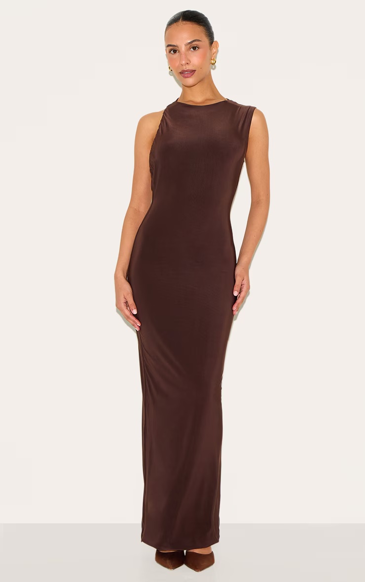 Petite Chocolate Cut Out Side Maxi Dress 1 Petite Chocolate Cut Out Side Maxi Dress