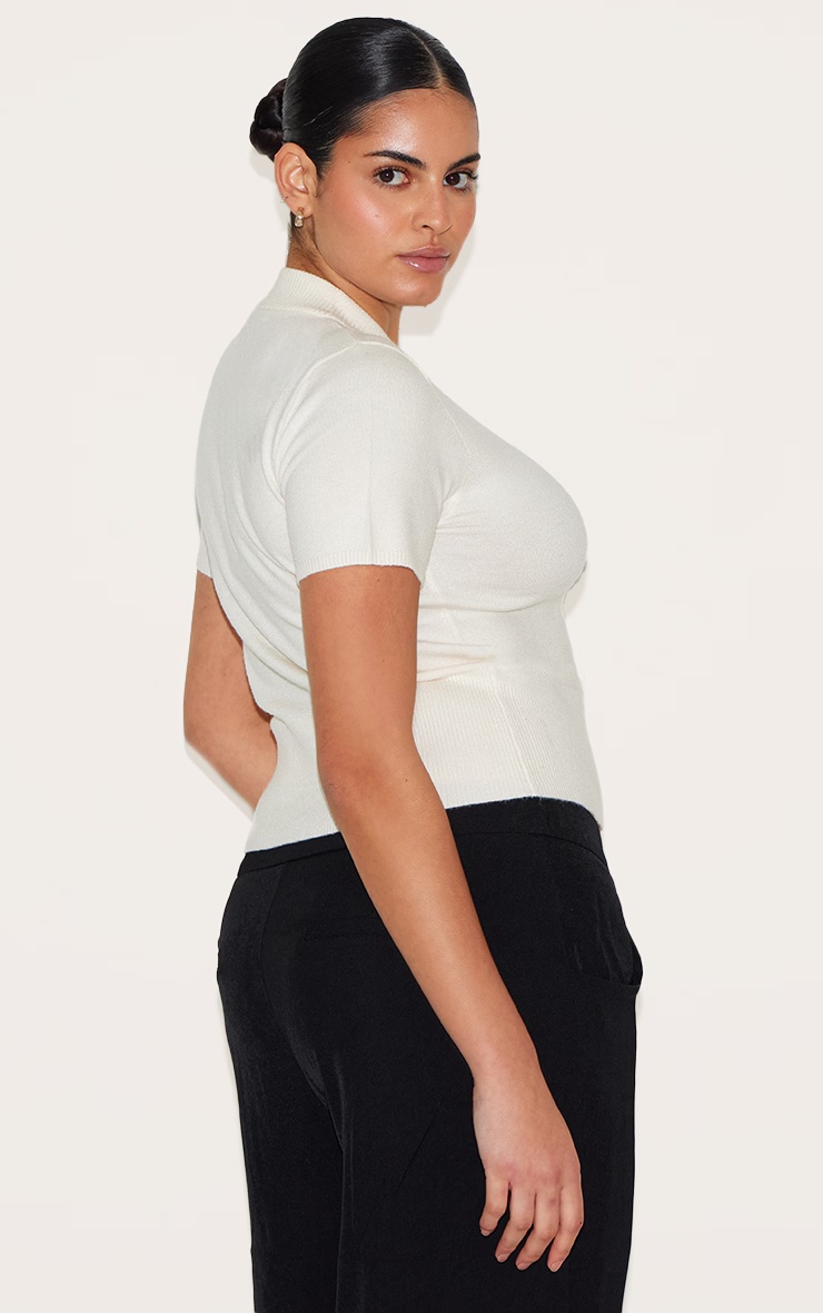 Plus Cream Basic Knit T Shirt 5 Plus Cream Basic Knit T Shirt