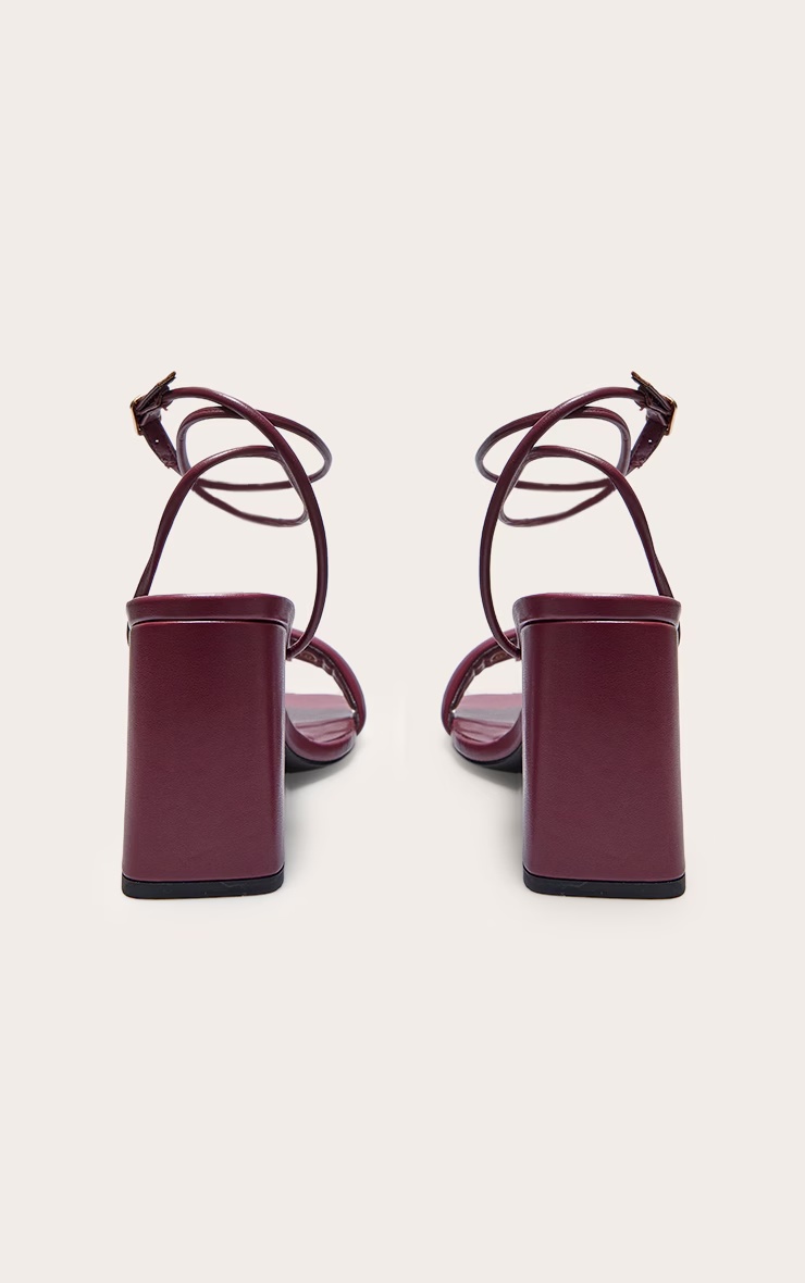 Burgundy PU Wide Fit Square Toe Padded Block Heeled Sandals 6 Burgundy PU Wide Fit Square Toe Padded Block Heeled Sandals