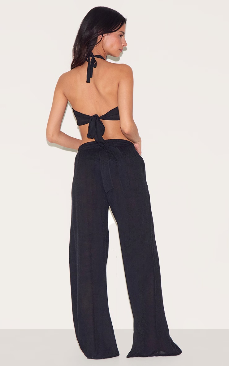 Black Bandeau Beach Top and Trouser Set 2 Black Bandeau Beach Top and Trouser Set