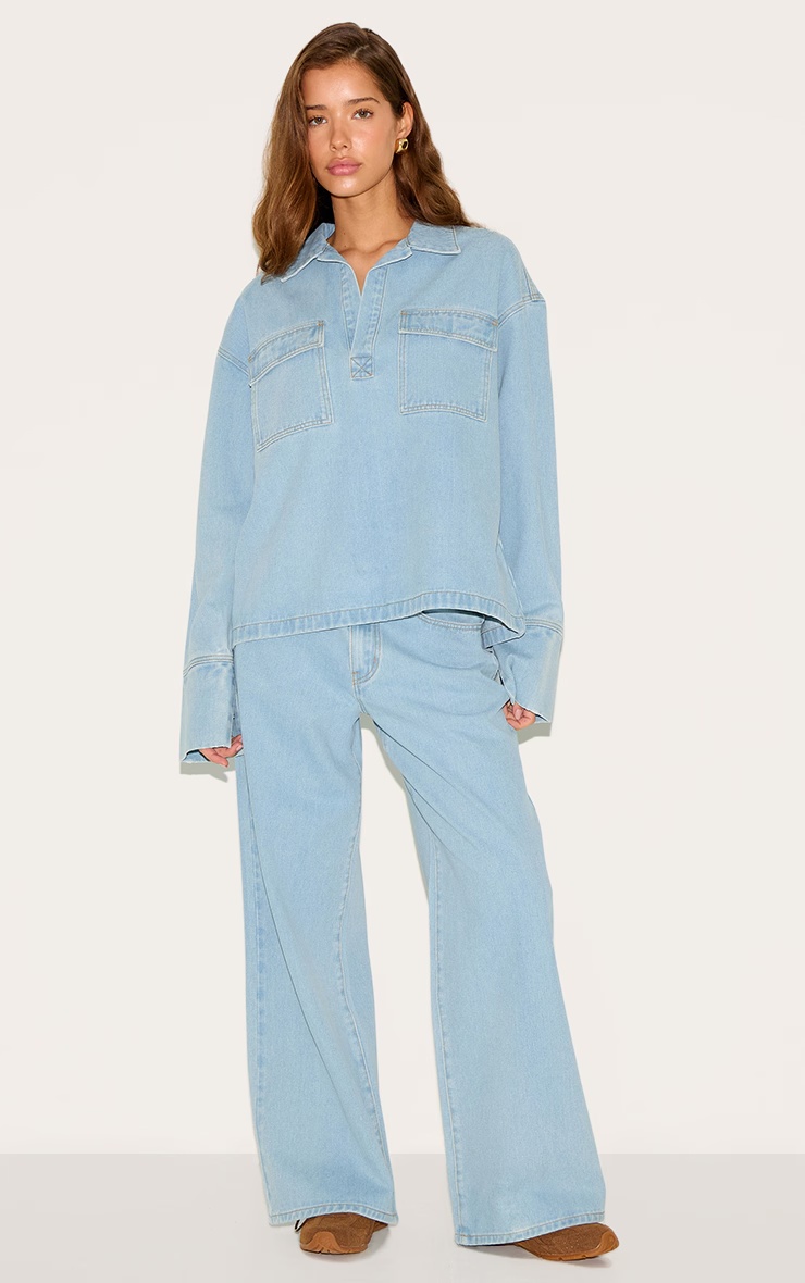 Light Blue High Waist Wide Leg Jeans 1 Light Blue High Waist Wide Leg Jeans