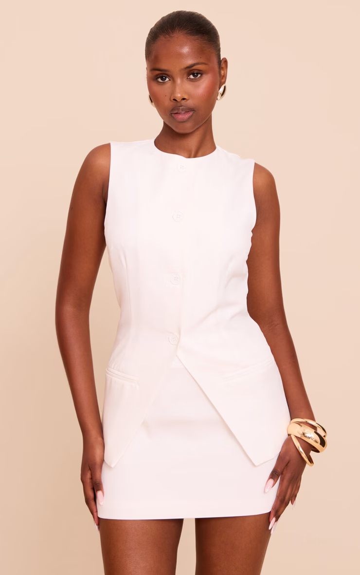 Cream Button Up Sleeveless Waistcoat 1 Cream Button Up Sleeveless Waistcoat