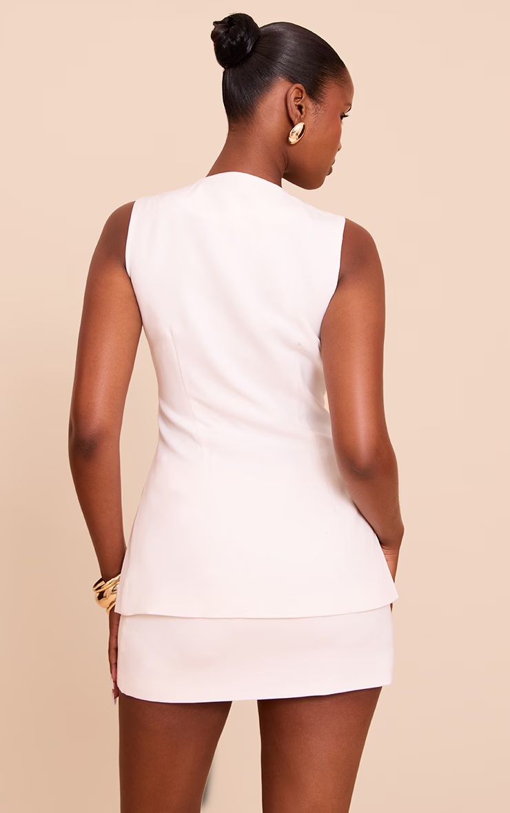 Cream Button Up Sleeveless Waistcoat 5 Cream Button Up Sleeveless Waistcoat