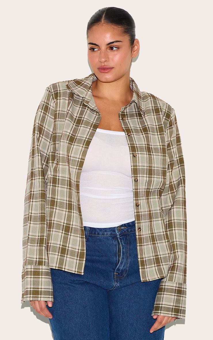 Plus Green Fitted Check Shirt 1 Plus Green Fitted Check Shirt