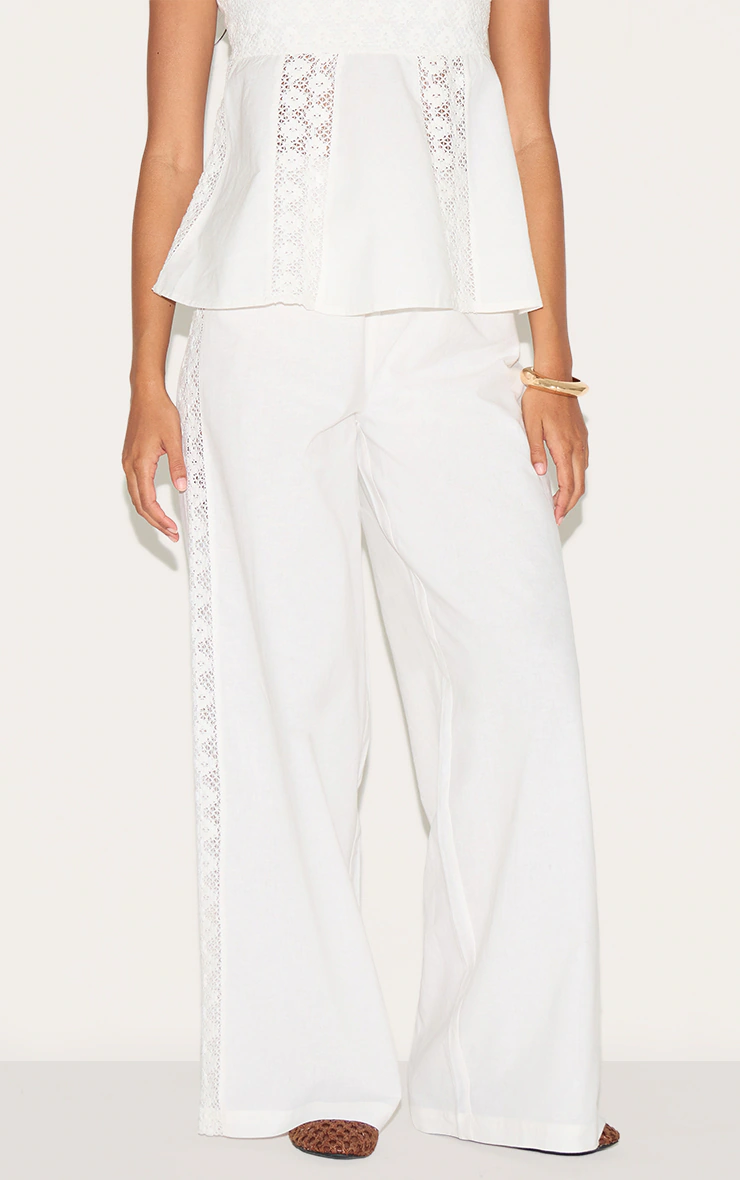 White Crochet Side Detail Trousers 5 White Crochet Side Detail Trousers