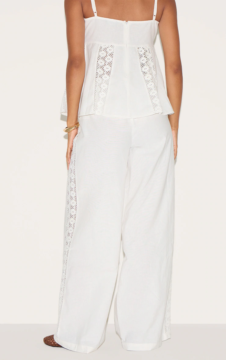 White Crochet Side Detail Trousers 6 White Crochet Side Detail Trousers