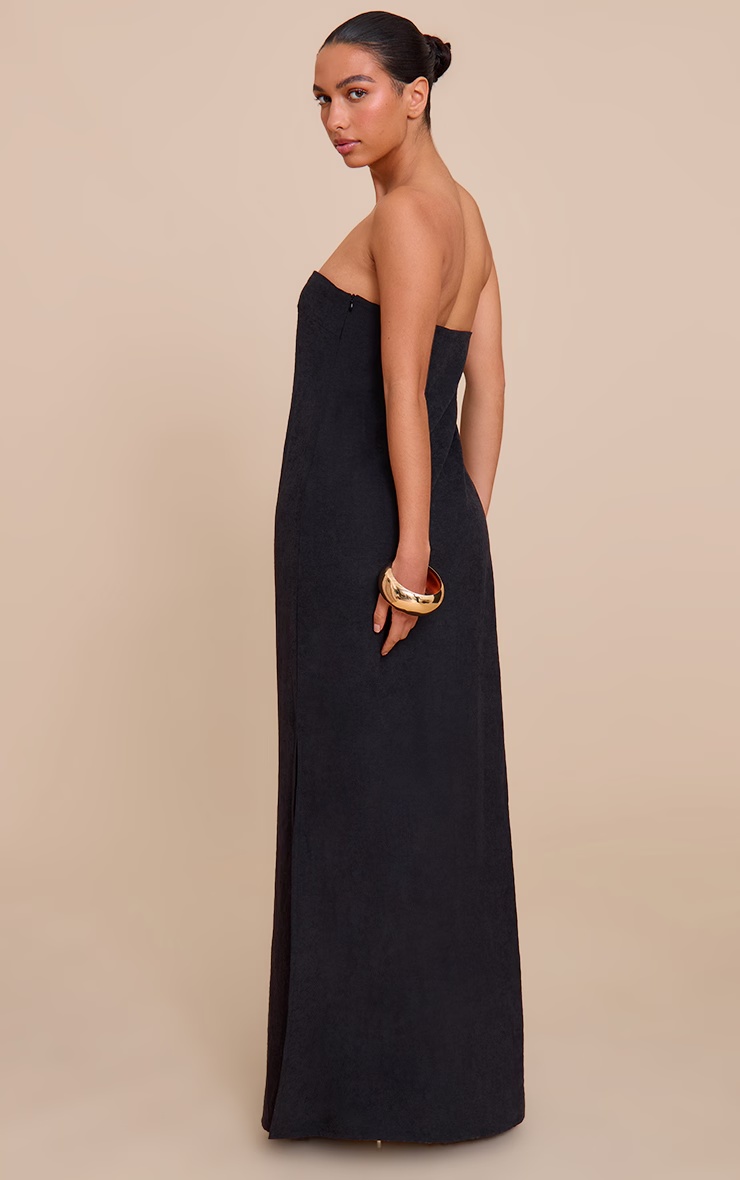 Black Textured Bandeau Column Maxi Dress 5 Black Textured Bandeau Column Maxi Dress