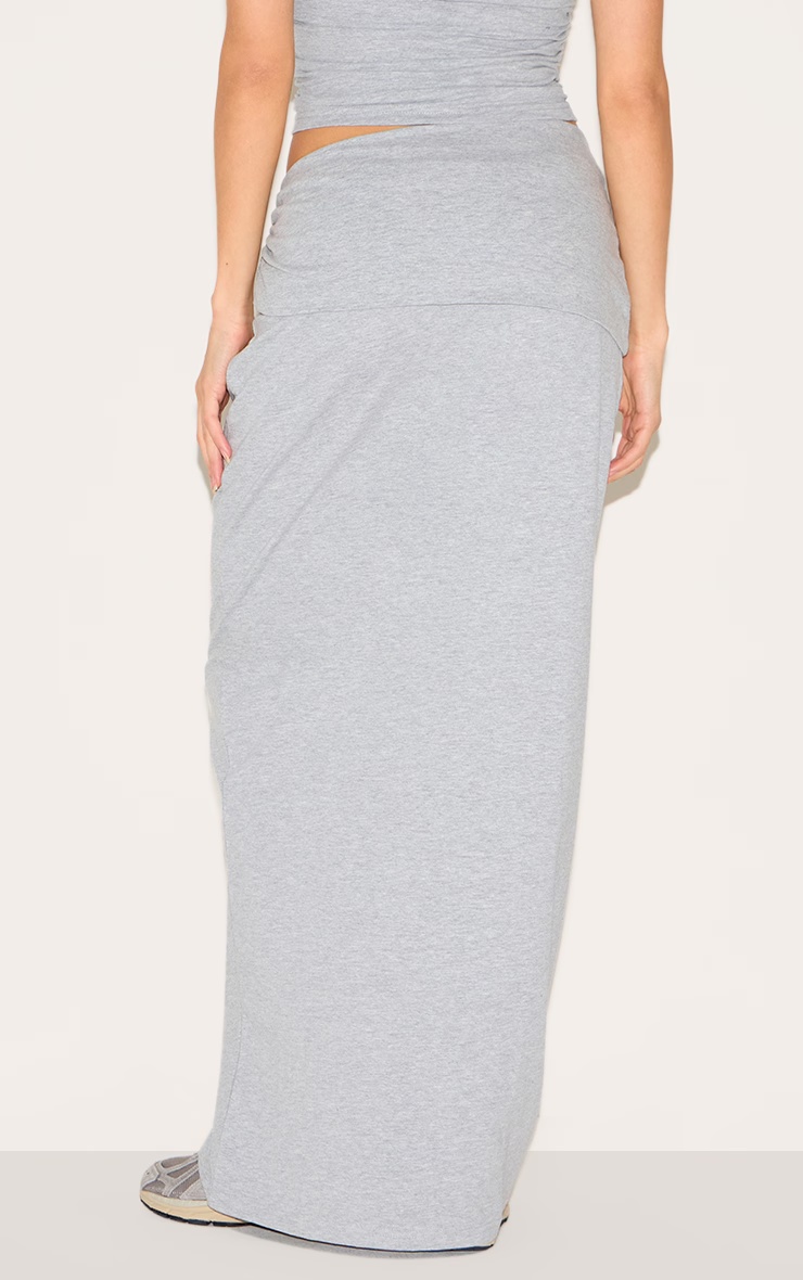 Grey Marl Foldover Cotton Maxi Skirt 3 Grey Marl Foldover Cotton Maxi Skirt