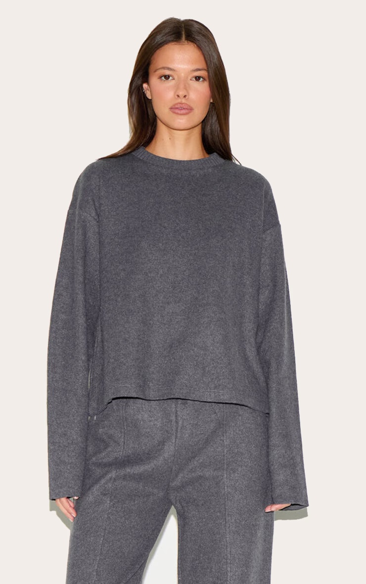Charcoal Soft Ribbed Sweater 1 Charcoal Soft Ribbed Sweater