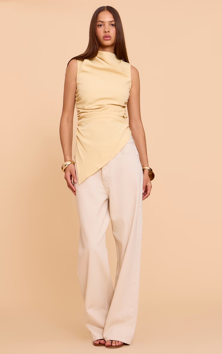 Butter Yellow Woven Asymmetric Top 6 Butter Yellow Woven Asymmetric Top