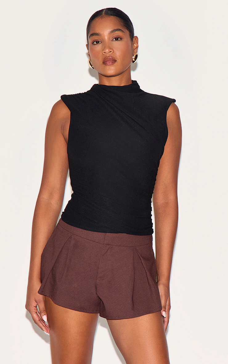 Black Soft Touch Ruched Detail Long Top 4 Black Soft Touch Ruched Detail Long Top