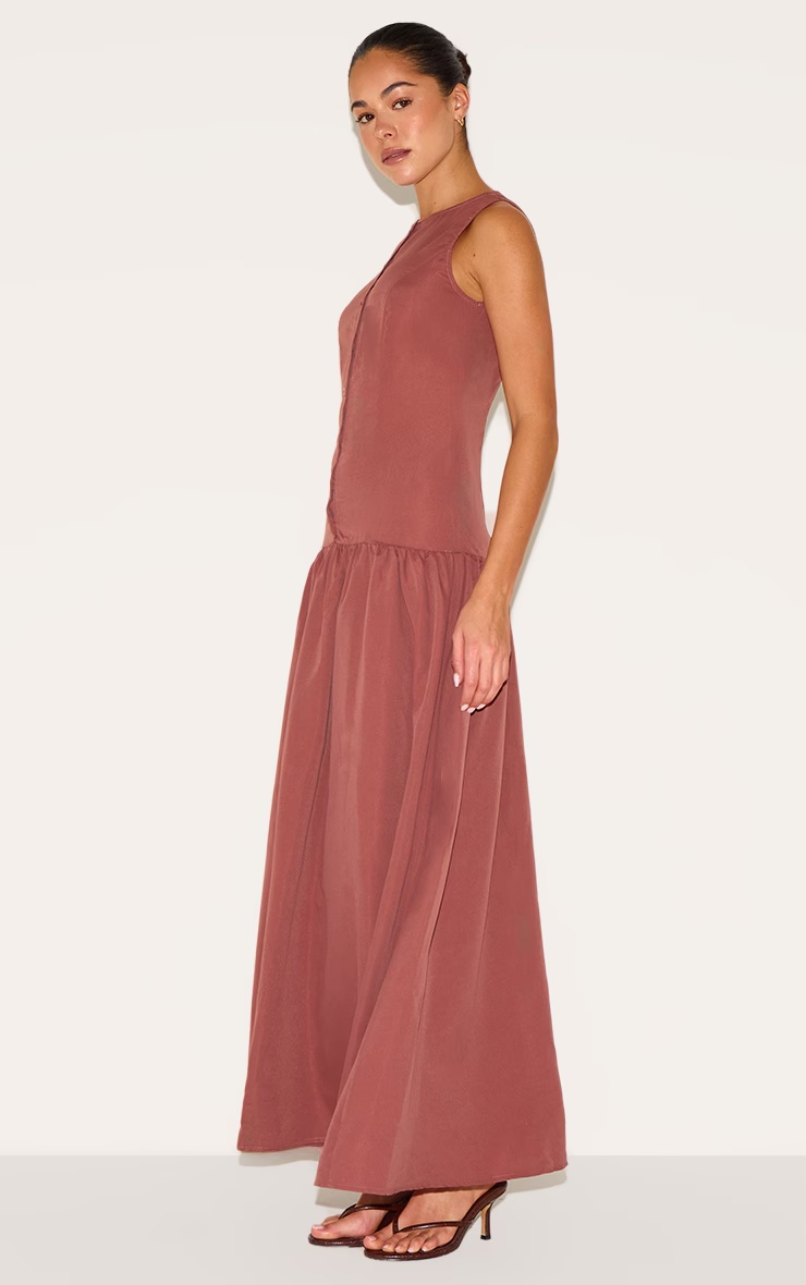 Rust Button Down Drop Waist Maxi Dress 6 Rust Button Down Drop Waist Maxi Dress