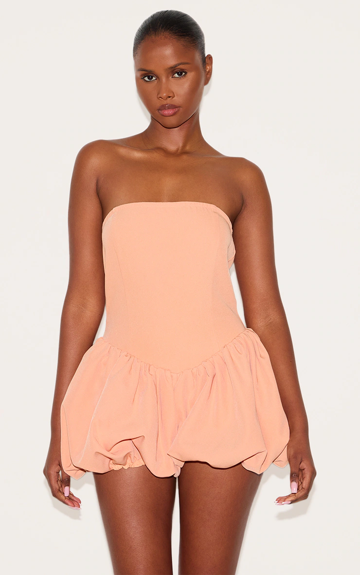 Apricot Woven Bandeau Puffball Playsuit