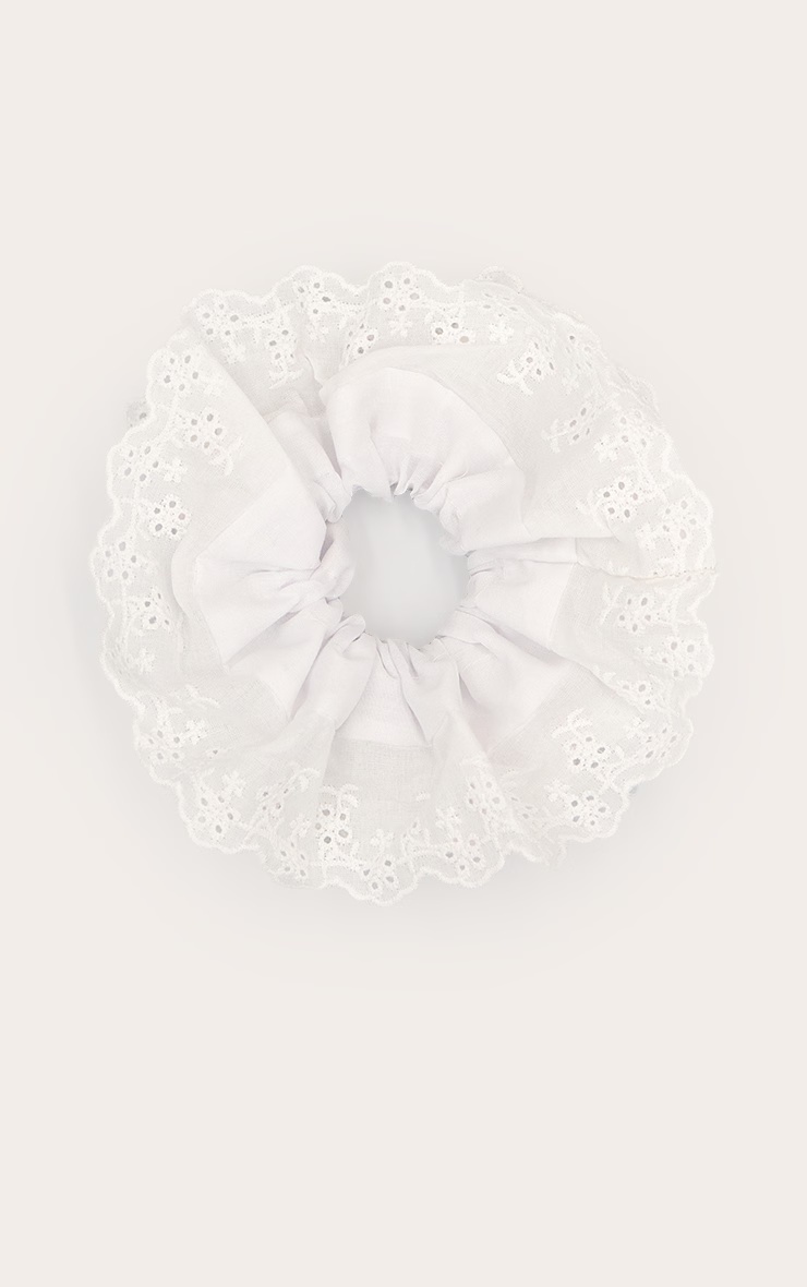 Cream Floral Broidery Anglaise Scrunchie 5 Cream Floral Broidery Anglaise Scrunchie