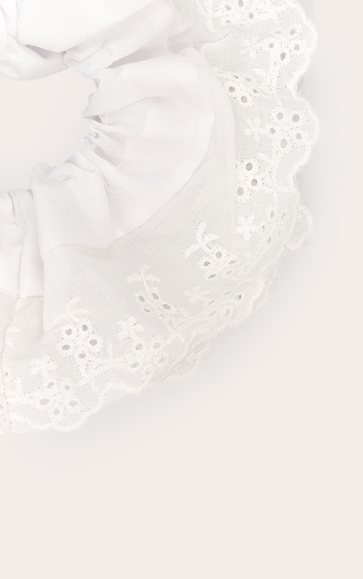 Cream Floral Broidery Anglaise Scrunchie 6 Cream Floral Broidery Anglaise Scrunchie