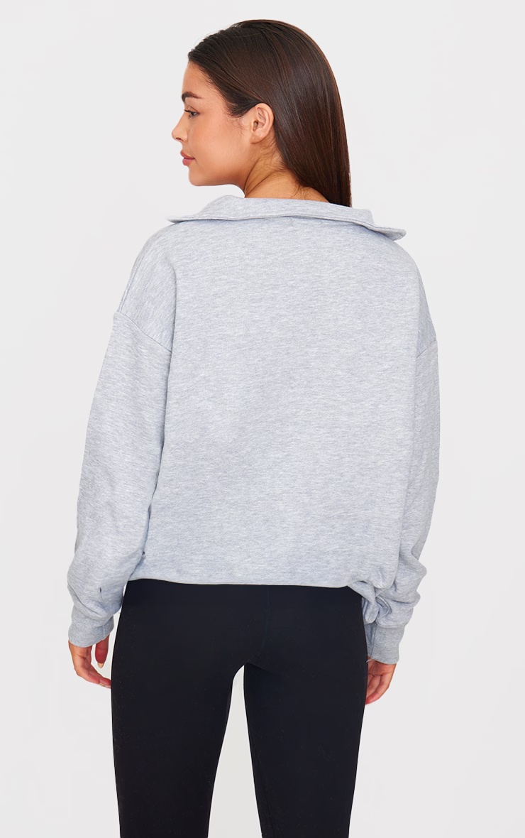 Grey Marl Zip Up Pocket Detail Sweatshirt 2 Grey Marl Zip Up Pocket Detail Sweatshirt