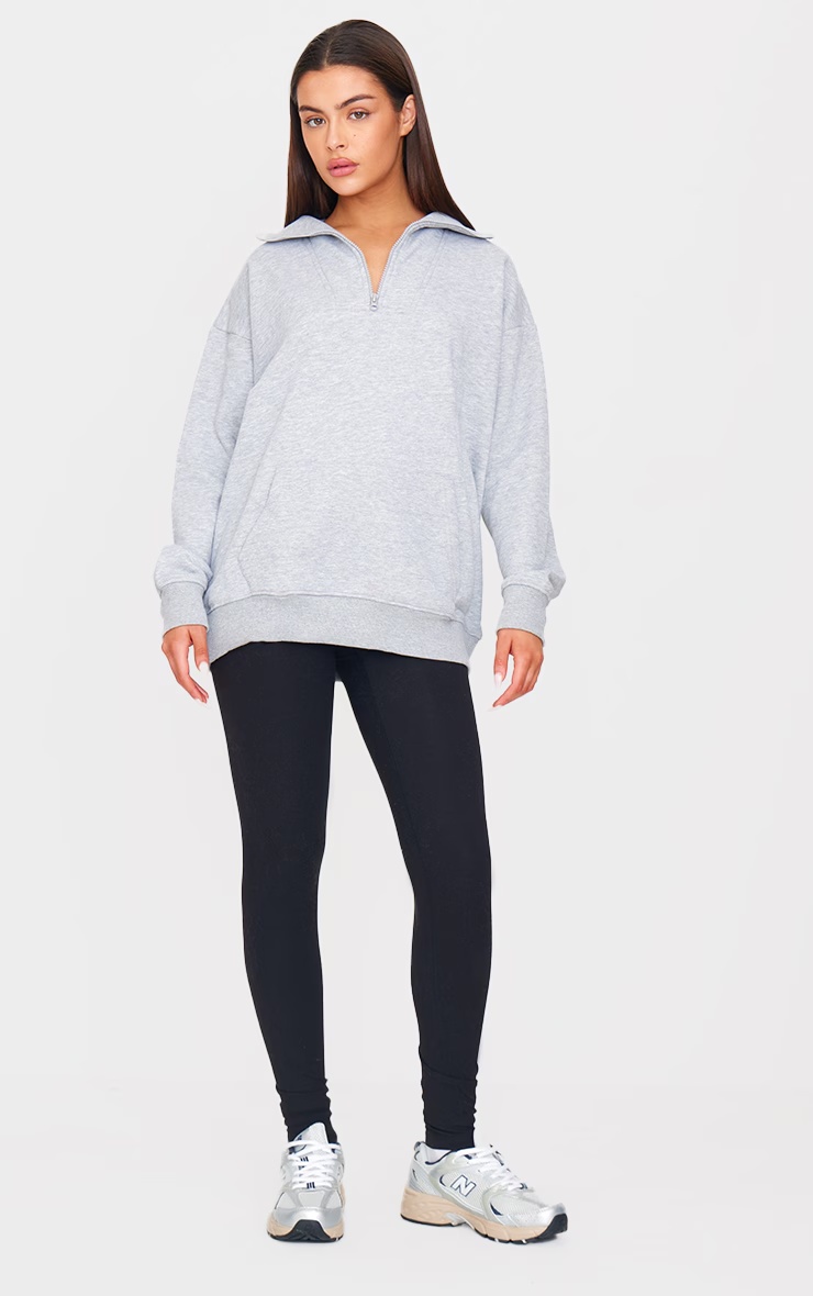 Grey Marl Zip Up Pocket Detail Sweatshirt 3 Grey Marl Zip Up Pocket Detail Sweatshirt