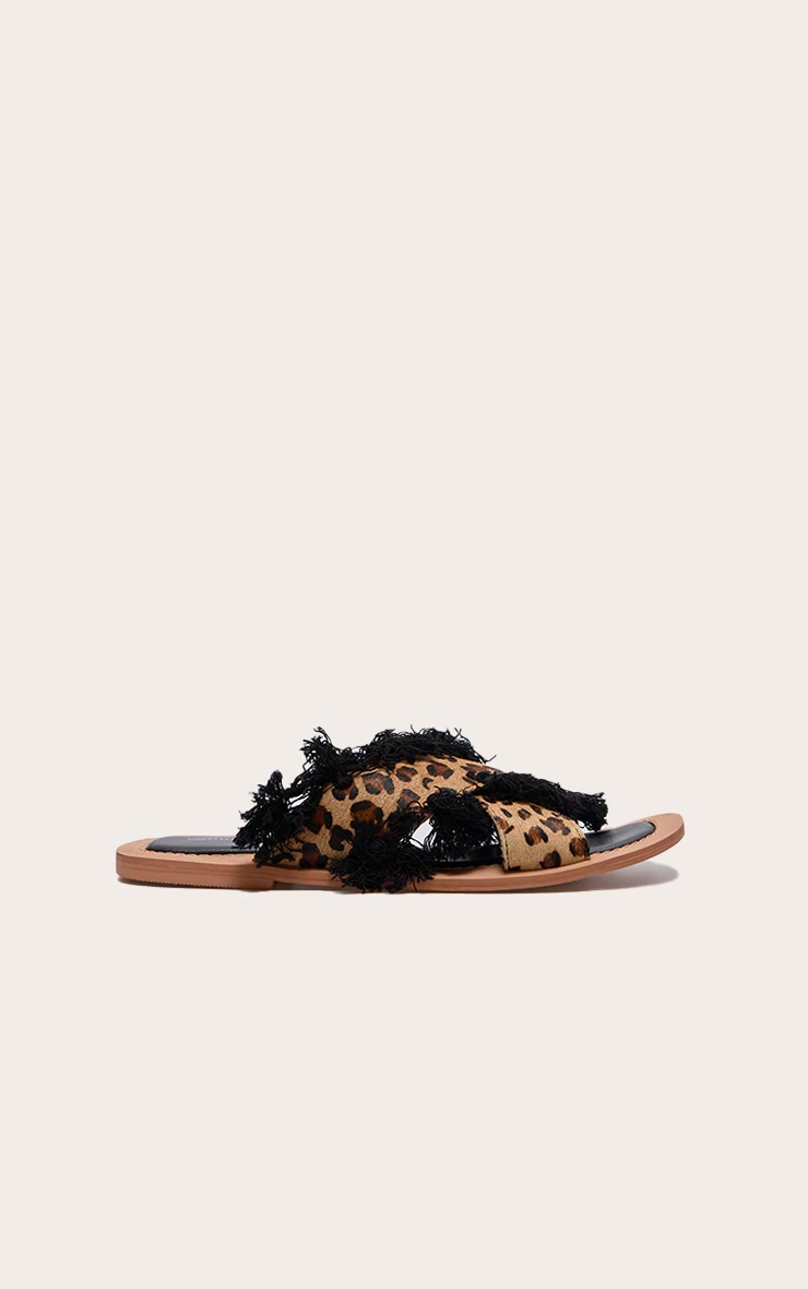 Leopard Round Toe Cross Tassel Strap Sandals 3 Leopard Round Toe Cross Tassel Strap Sandals