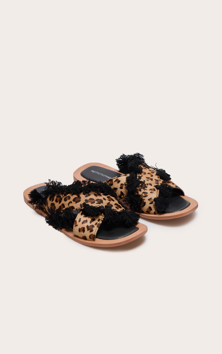 Leopard Round Toe Cross Tassel Strap Sandals 4 Leopard Round Toe Cross Tassel Strap Sandals