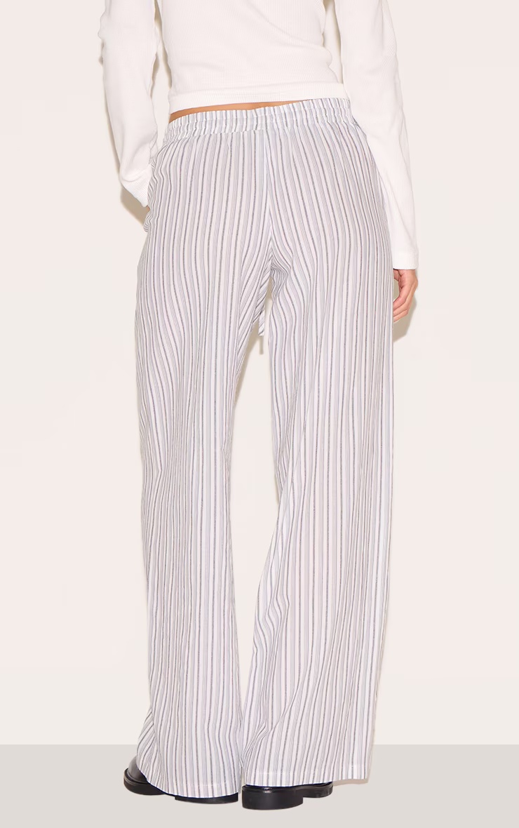 White Pinstripe Cotton Low Waisted Wide Leg Trousers 6 White Pinstripe Cotton Low Waisted Wide Leg Trousers