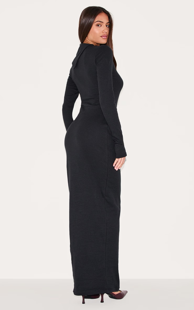 Black Rib Oversized Collar Maxi Dress 5 Black Rib Oversized Collar Maxi Dress