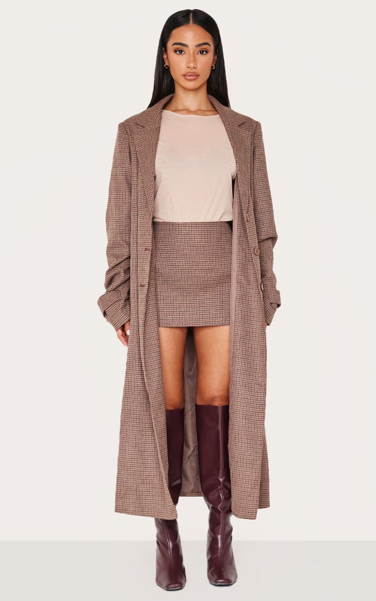 Petite Multi Check Print Oversized Trench Coat 3 Petite Multi Check Print Oversized Trench Coat