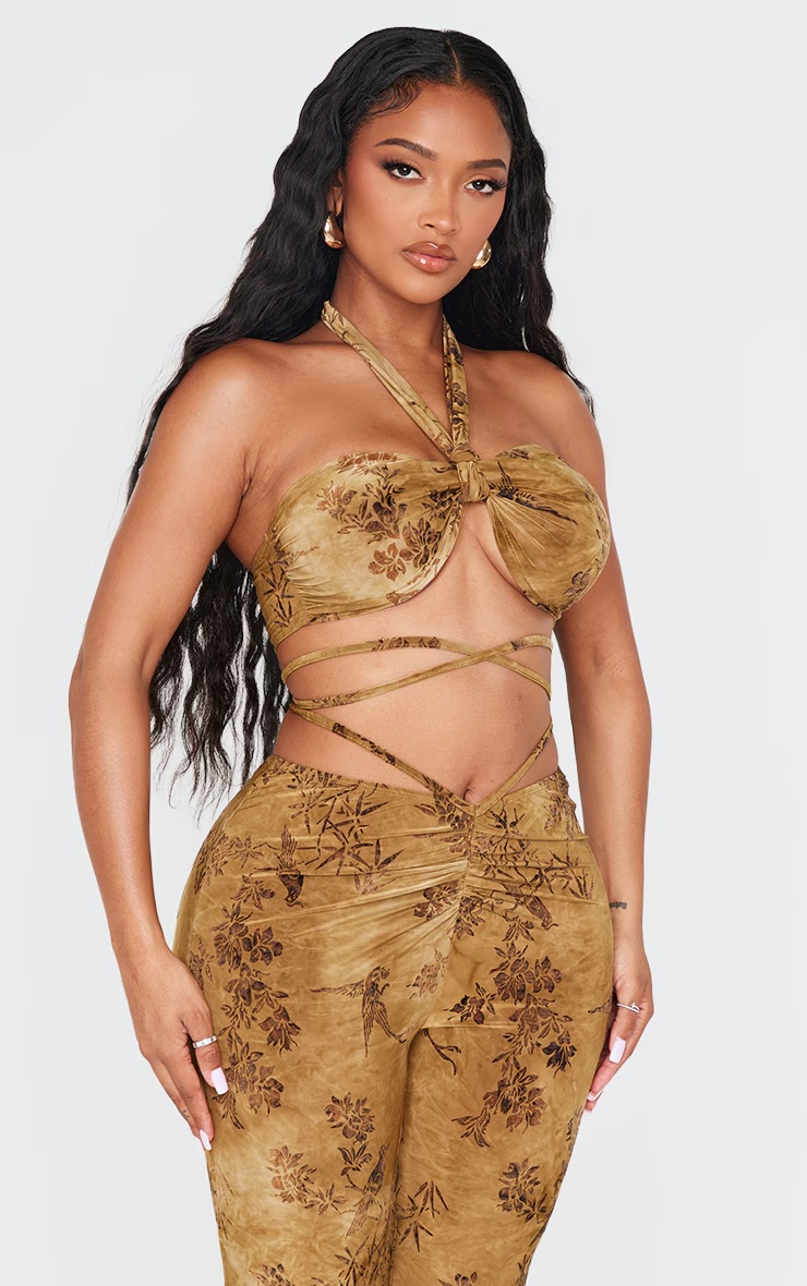 Shape Green Devore Knot Front Bralet 1 Shape Green Devore Knot Front Bralet