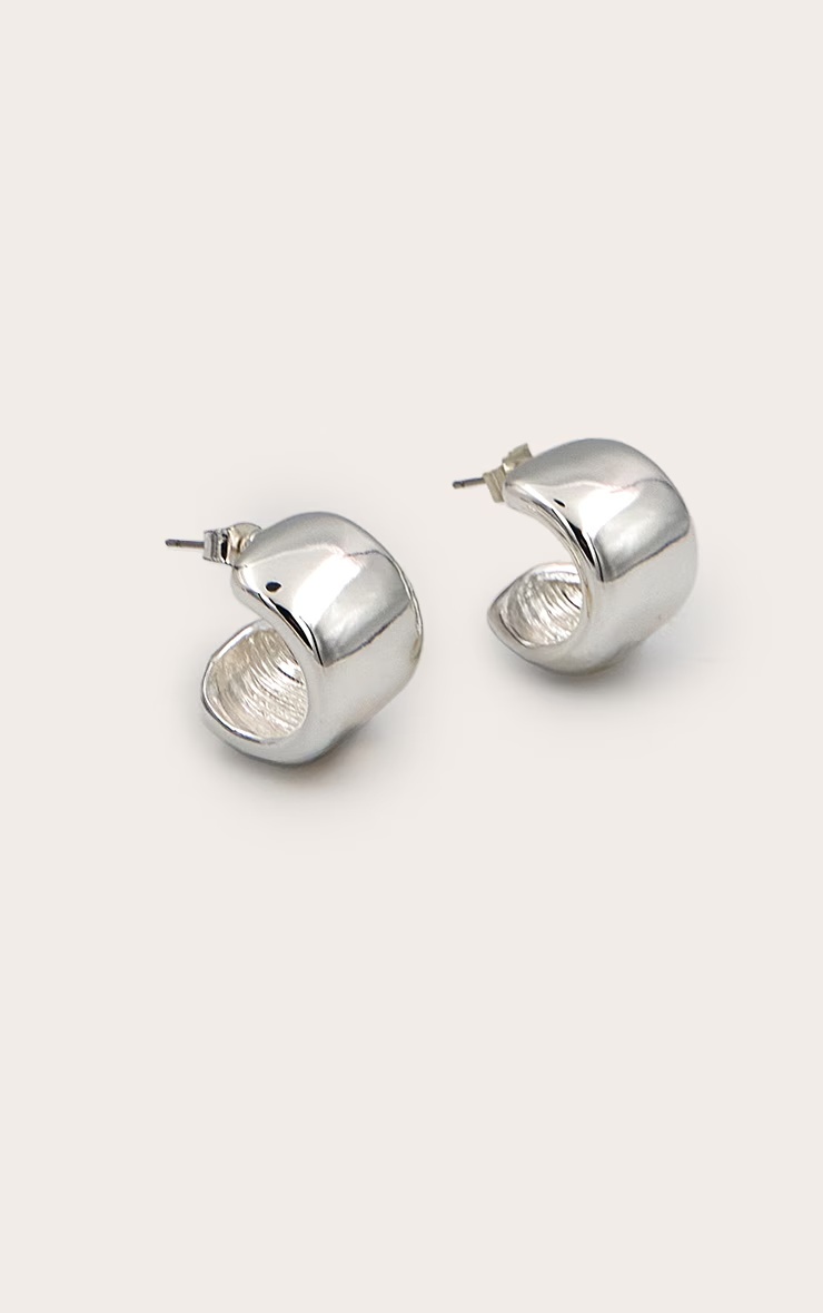 Silver Plated Smooth Hoop Earring 3 Silver Plated Smooth Hoop Earring