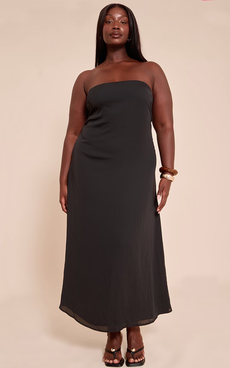 Plus Black Bandeau Column Maxi Dress