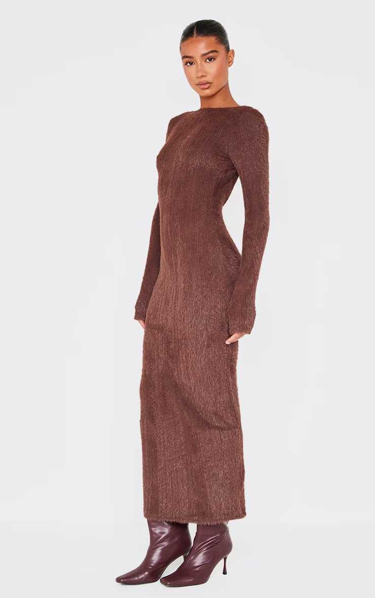 Chocolate Fluffy Scoop Back Maxi Dress 3 Chocolate Fluffy Scoop Back Maxi Dress
