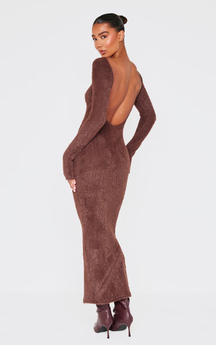 Chocolate Fluffy Scoop Back Maxi Dress 5 Chocolate Fluffy Scoop Back Maxi Dress