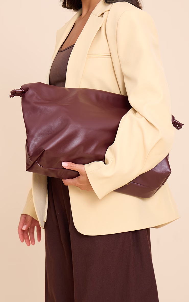Plum PU Oversize Drawstring Clutch Bag 4 Plum PU Oversize Drawstring Clutch Bag