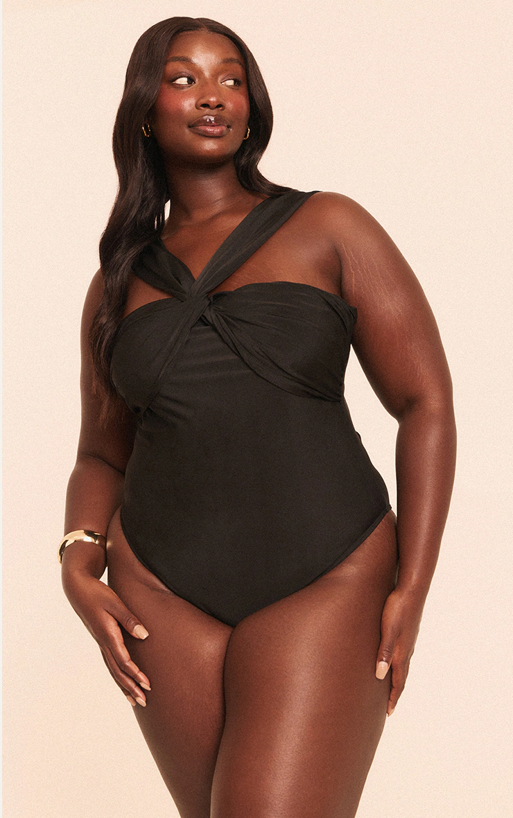 Plus Black Ruched Bust Swimsuit 1 Plus Black Ruched Bust Swimsuit